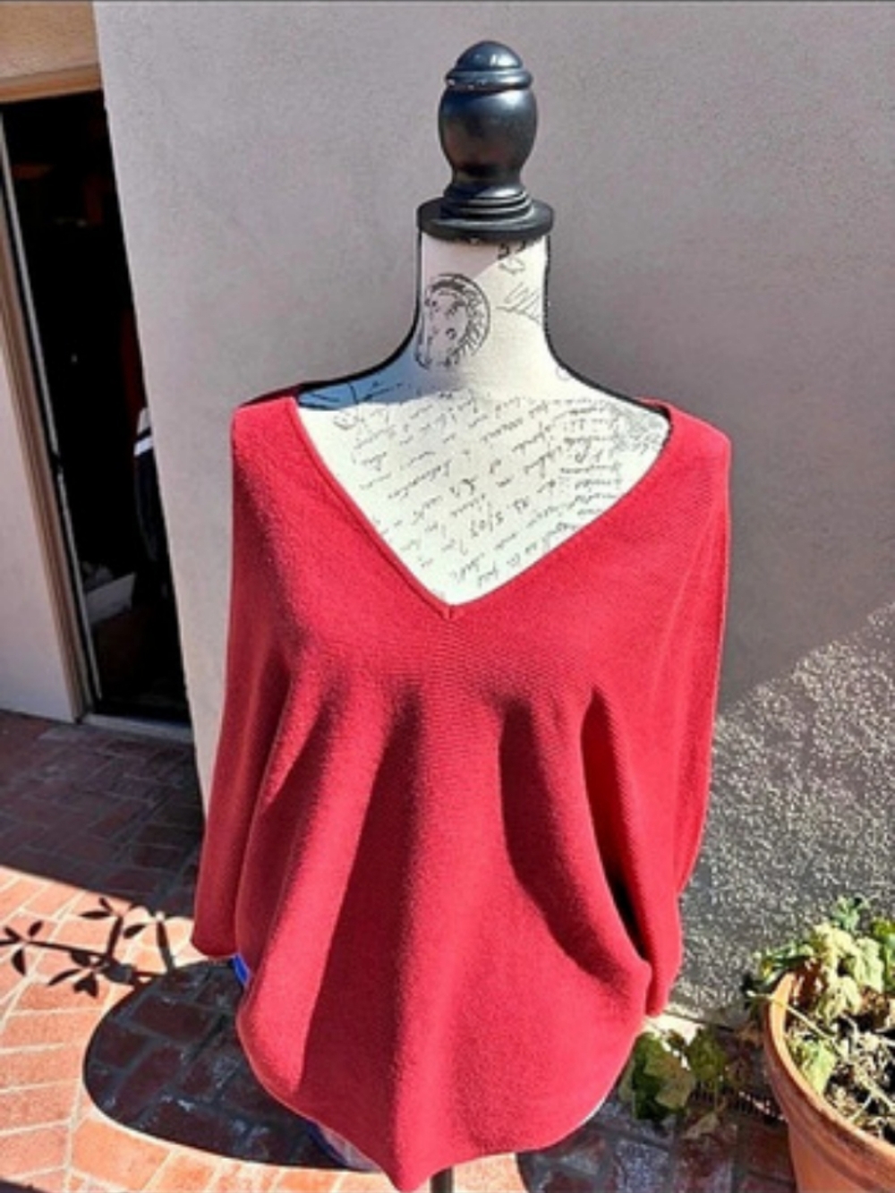 Red V-Neck Top Like New